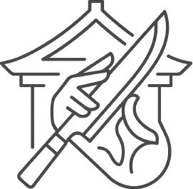 Hand holding knife temple icon