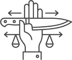 Hands balancing horizontal knife icon